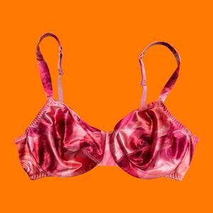 90's 00's vintage satin rose floral print y2k bra 38C delicates